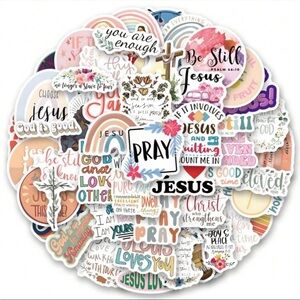 60 Pcs Bible Verse Faith Stickers Pack | Inspirational Christian Aesthetic Vinyl